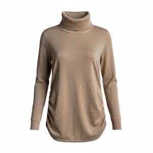 Michael Kors Gold Shimmer Turtleneck Sweater Size L Side Zip Workwear
